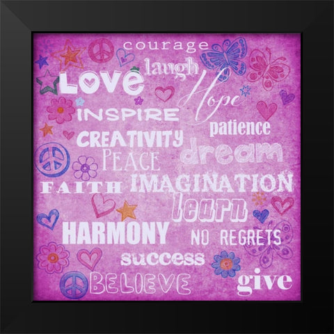 Courage Laugh Pink Black Modern Wood Framed Art Print by Greene, Taylor