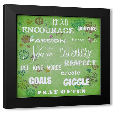 Read Encourage Lime Black Modern Wood Framed Art Print by Greene, Taylor