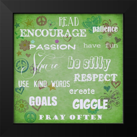 Read Encourage Lime Black Modern Wood Framed Art Print by Greene, Taylor