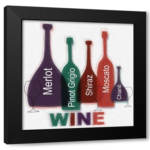 WINE Black Modern Wood Framed Art Print with Double Matting by Greene, Taylor