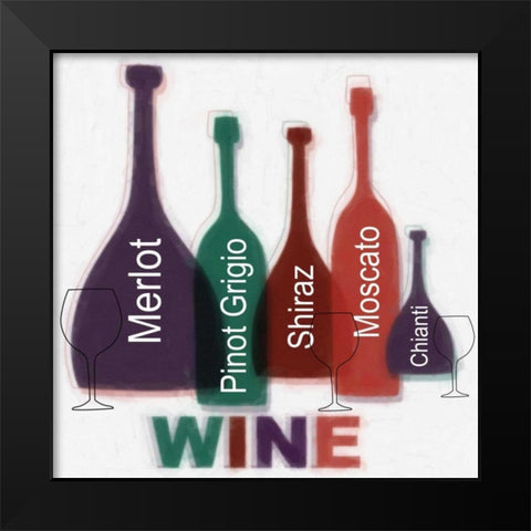 WINE Black Modern Wood Framed Art Print by Greene, Taylor