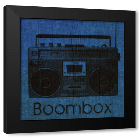 BOOMBOX ON BLUE Black Modern Wood Framed Art Print with Double Matting by Greene, Taylor