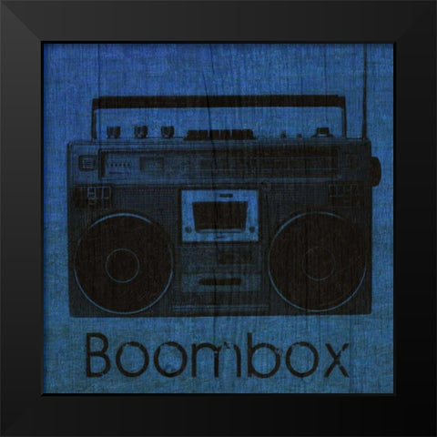 BOOMBOX ON BLUE Black Modern Wood Framed Art Print by Greene, Taylor