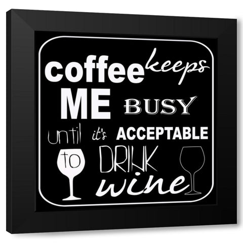 DRINK WINE Black Modern Wood Framed Art Print by Greene, Taylor