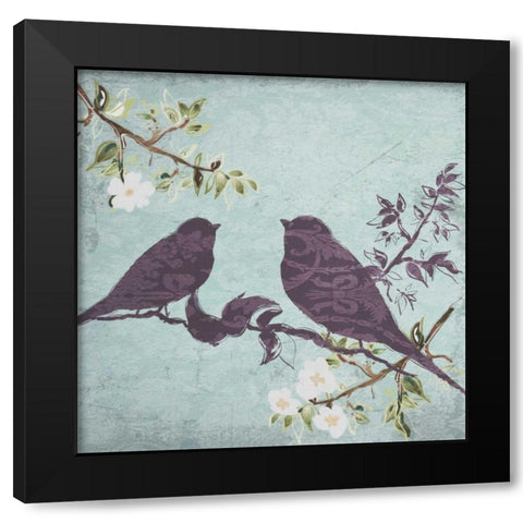 Floral Bird Triptych Black Modern Wood Framed Art Print with Double Matting by Greene, Taylor