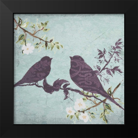 Floral Bird Triptych Black Modern Wood Framed Art Print by Greene, Taylor