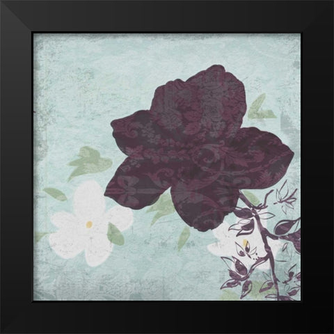 Floral Bird Triptych Black Modern Wood Framed Art Print by Greene, Taylor