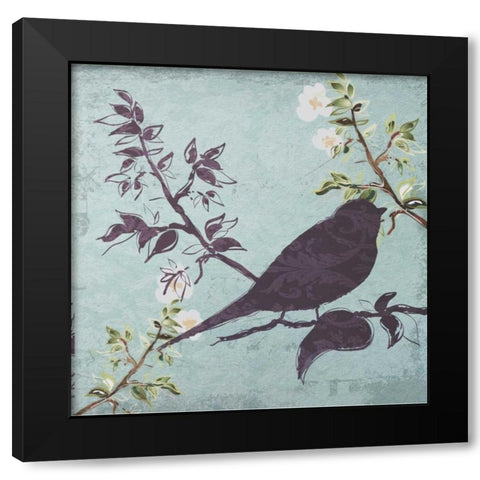 Floral Bird Triptych Black Modern Wood Framed Art Print with Double Matting by Greene, Taylor