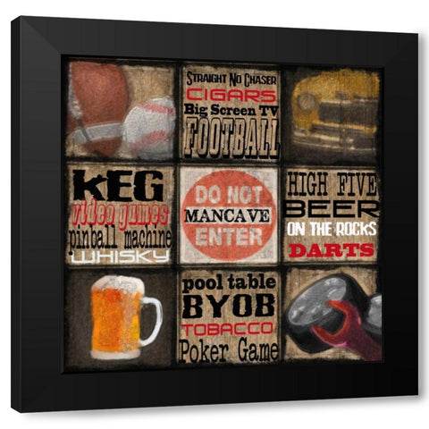 DO NOT ENTER MANCAVE Black Modern Wood Framed Art Print with Double Matting by Greene, Taylor