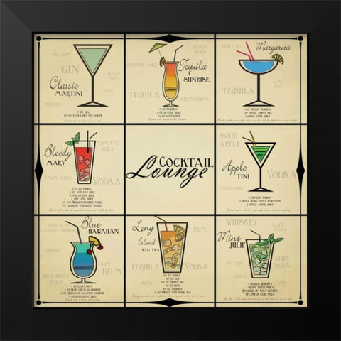 Cocktail Lounge Black Modern Wood Framed Art Print by Greene, Taylor