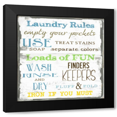 LAUNDRY RULES Black Modern Wood Framed Art Print by Greene, Taylor