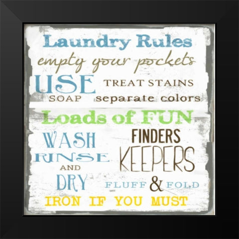 LAUNDRY RULES Black Modern Wood Framed Art Print by Greene, Taylor