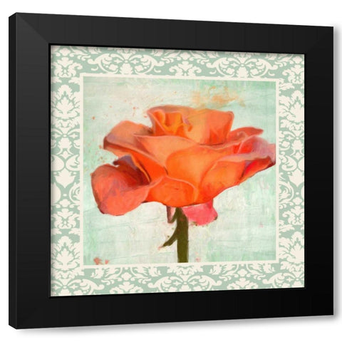 DAMASK ROSE I Black Modern Wood Framed Art Print with Double Matting by Greene, Taylor