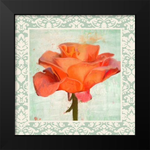 DAMASK ROSE I Black Modern Wood Framed Art Print by Greene, Taylor