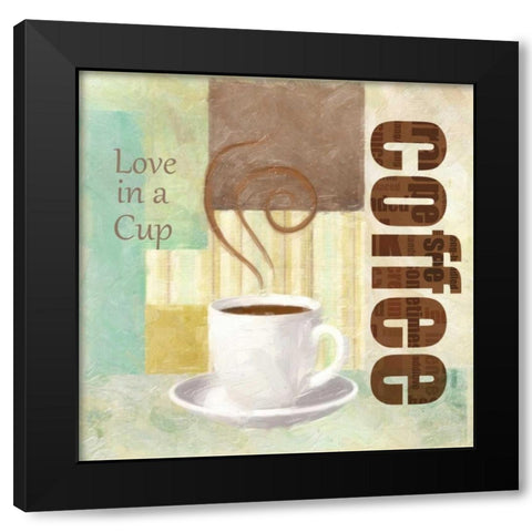LOVE IN A CUP Black Modern Wood Framed Art Print with Double Matting by Greene, Taylor