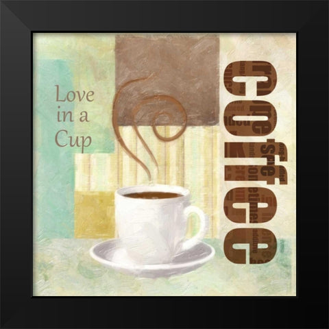 LOVE IN A CUP Black Modern Wood Framed Art Print by Greene, Taylor