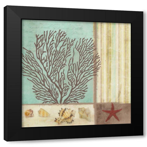CORAL DECOUPAGE II Black Modern Wood Framed Art Print with Double Matting by Greene, Taylor