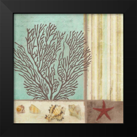 CORAL DECOUPAGE II Black Modern Wood Framed Art Print by Greene, Taylor