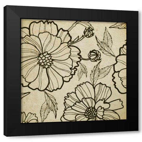 Floral Pattern I Black Modern Wood Framed Art Print with Double Matting by Greene, Taylor