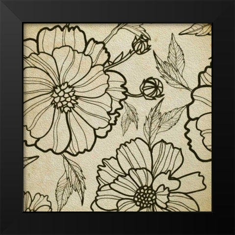 Floral Pattern I Black Modern Wood Framed Art Print by Greene, Taylor