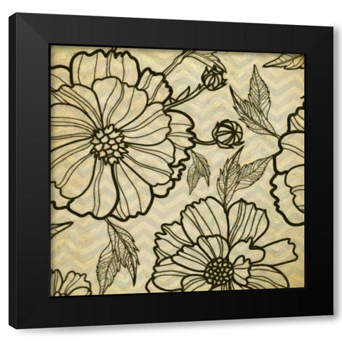 Floral Pattern I Black Modern Wood Framed Art Print with Double Matting by Greene, Taylor