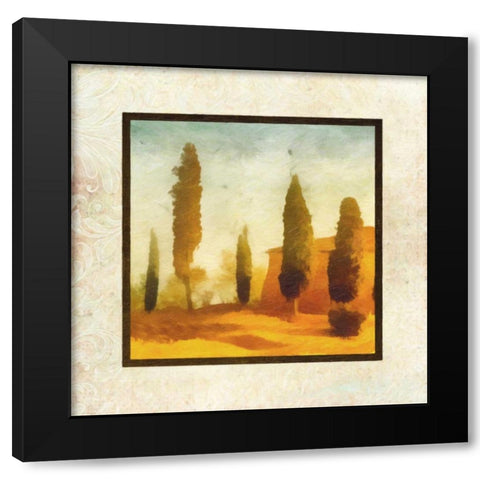 Damask Landscape II Black Modern Wood Framed Art Print with Double Matting by Greene, Taylor