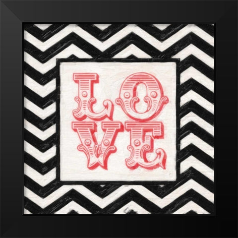 CHEVRON LOVE RED Black Modern Wood Framed Art Print by Greene, Taylor