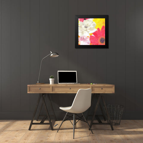 COLORFUL BLOOMS Black Modern Wood Framed Art Print by Greene, Taylor