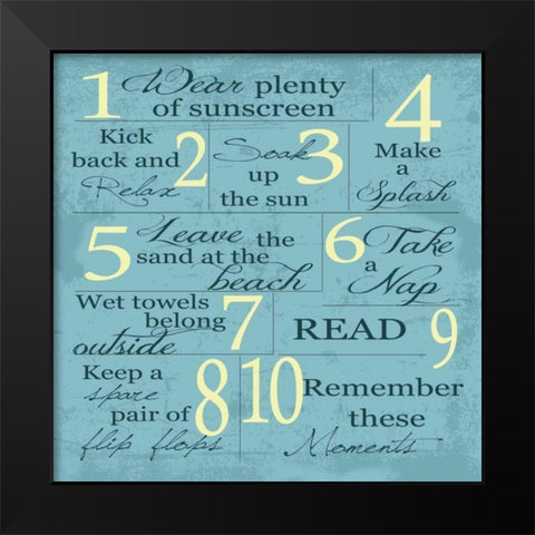 BLUE SUMMER RULES 2 Black Modern Wood Framed Art Print by Greene, Taylor
