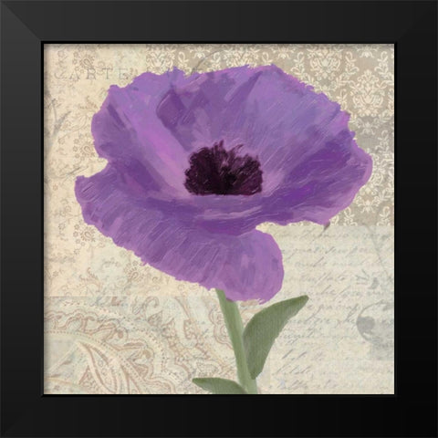 PLUM POPPY II Black Modern Wood Framed Art Print by Greene, Taylor