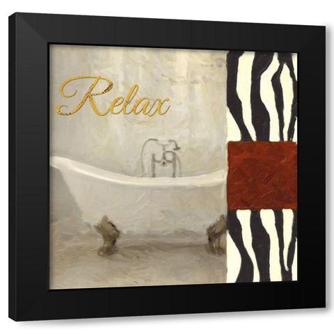 Relax Bath Black Modern Wood Framed Art Print with Double Matting by Greene, Taylor