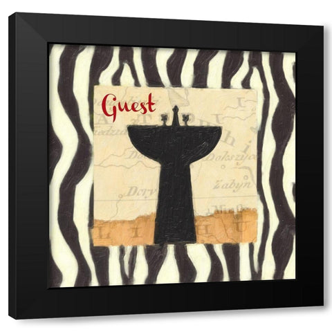 Zebra Bath I Black Modern Wood Framed Art Print with Double Matting by Greene, Taylor