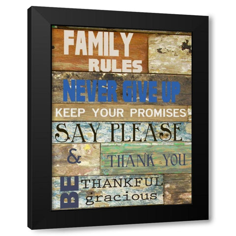 Family Rules Cools Black Modern Wood Framed Art Print with Double Matting by Greene, Taylor