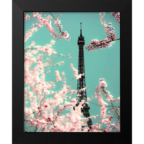 Spring Eiffel Green Black Modern Wood Framed Art Print by Telik, Tracey
