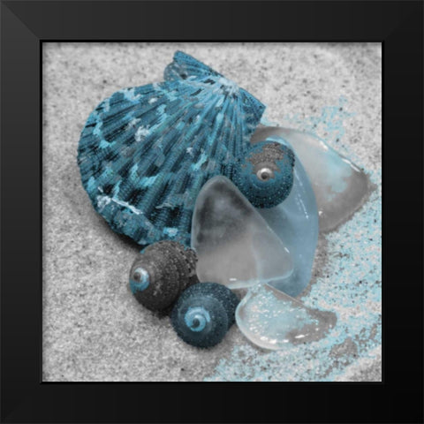 Blue Shells Black Modern Wood Framed Art Print by Pazan, Tony
