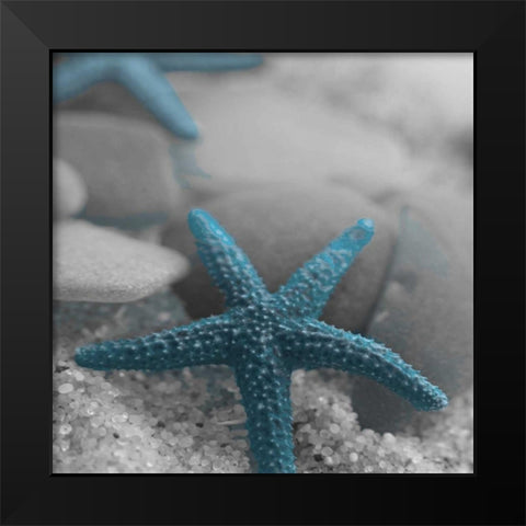 Blue Star Black Modern Wood Framed Art Print by Pazan, Tony