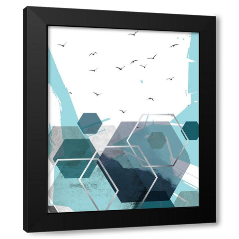 Abstract Teal 2 Black Modern Wood Framed Art Print by Urban Epiphany