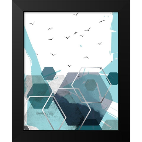 Abstract Teal 2 Black Modern Wood Framed Art Print by Urban Epiphany