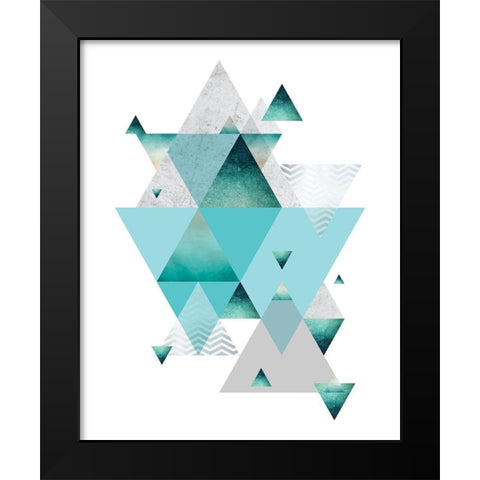 Love Joy Geo Turquoise 2 Black Modern Wood Framed Art Print by Urban Epiphany