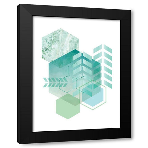 Geometric Minimalist Seafoam Black Modern Wood Framed Art Print by Urban Epiphany