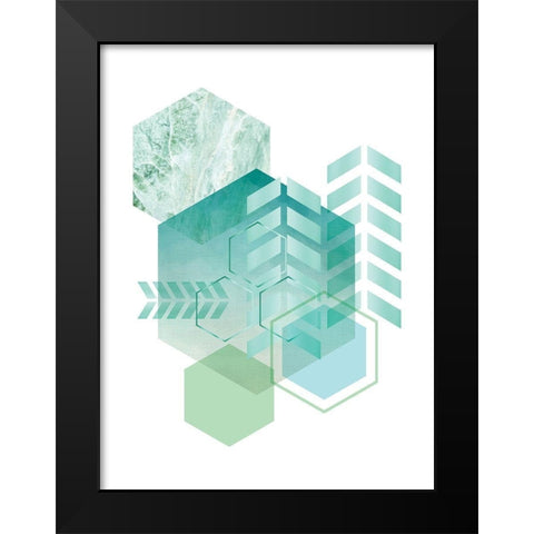 Geometric Minimalist Seafoam Black Modern Wood Framed Art Print by Urban Epiphany