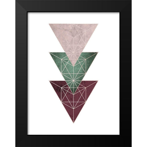 Cranberry Green Blush GEO 3 Black Modern Wood Framed Art Print by Urban Epiphany