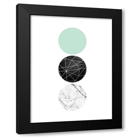 Mint Geometric 1 Black Modern Wood Framed Art Print with Double Matting by Urban Epiphany