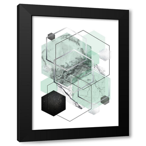 Mint Geometric 2 Black Modern Wood Framed Art Print with Double Matting by Urban Epiphany