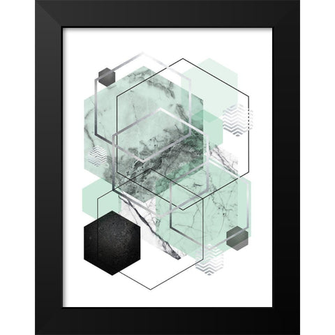Mint Geometric 2 Black Modern Wood Framed Art Print by Urban Epiphany