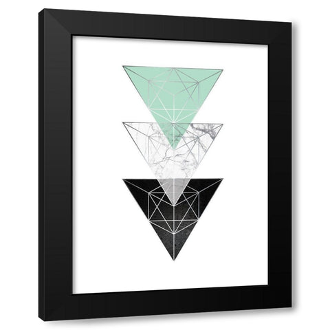 Mint Geometric 3 Black Modern Wood Framed Art Print with Double Matting by Urban Epiphany