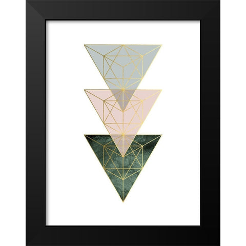 Pink Green Geo 2 Black Modern Wood Framed Art Print by Urban Epiphany