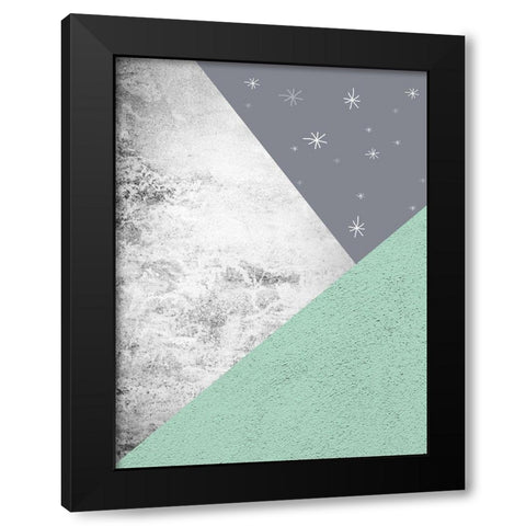 Mint Green Mountains 1 Black Modern Wood Framed Art Print with Double Matting by Urban Epiphany