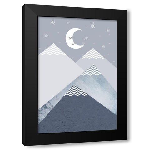 Navy Mountains 2 Black Modern Wood Framed Art Print with Double Matting by Urban Epiphany