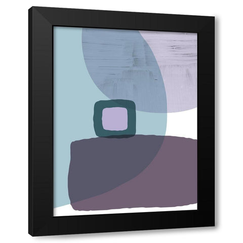 MidCentury Teal Purple 5 Black Modern Wood Framed Art Print with Double Matting by Urban Epiphany
